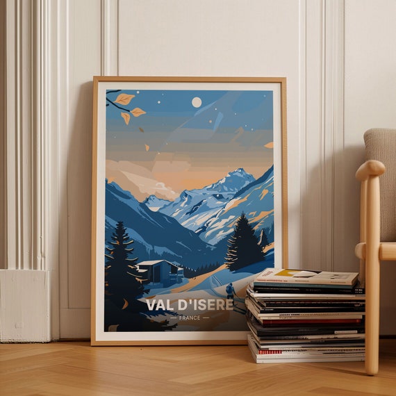 Val Disere Ski Resort Travel Poster France Landscape Art Skiing Wall Decor Unique Gift For Travelers And Skiers C20 589