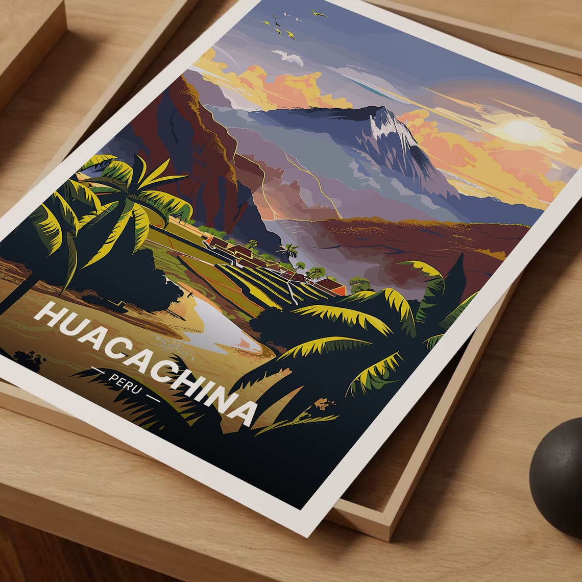 Huacachina Peru Andes Valley Sunset Vintage Travel Poster Art - Image 3