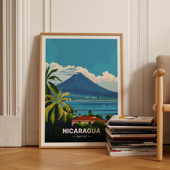 Ometepe Island Nicaragua Travel Poster Exotic Destination Wall Art Adventure Travel Decor C20 1766