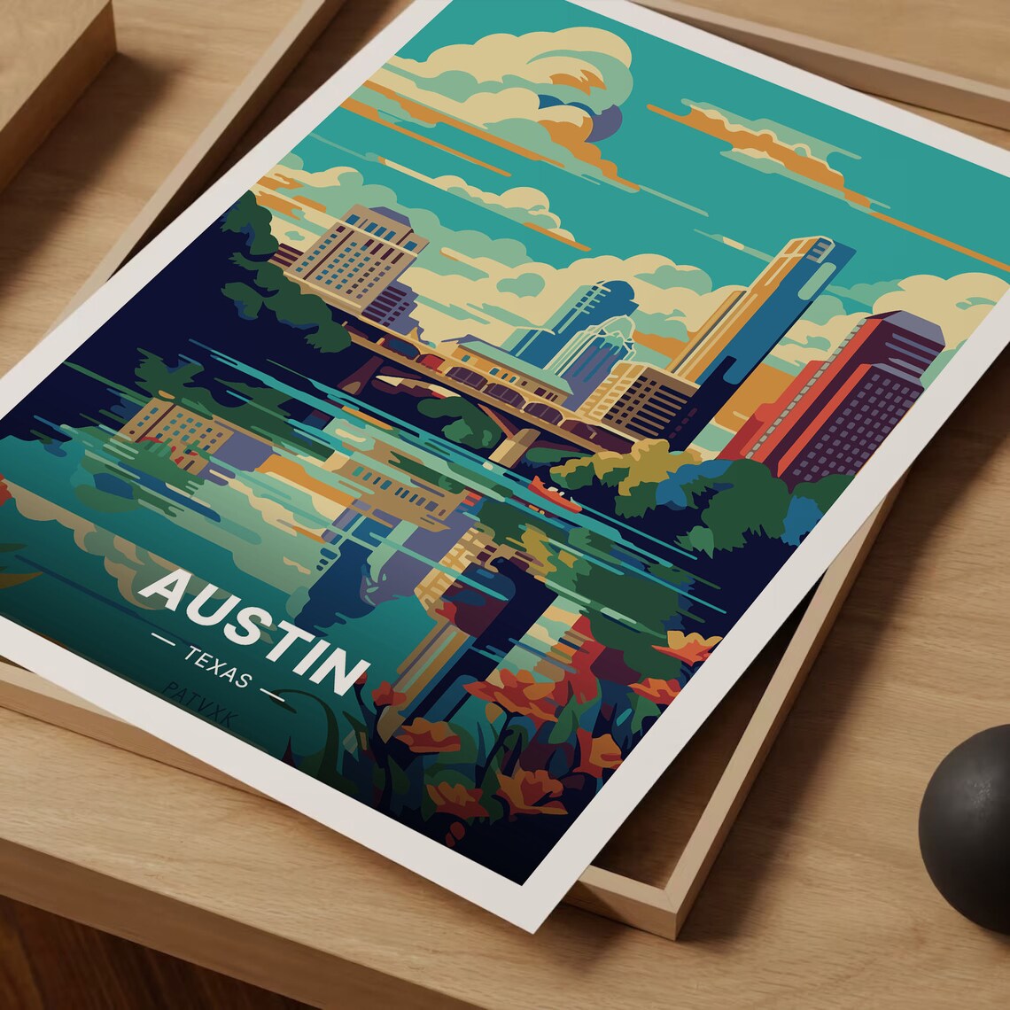 Austin Texas Retro Mid-Century Modern Travel Poster - Image 3