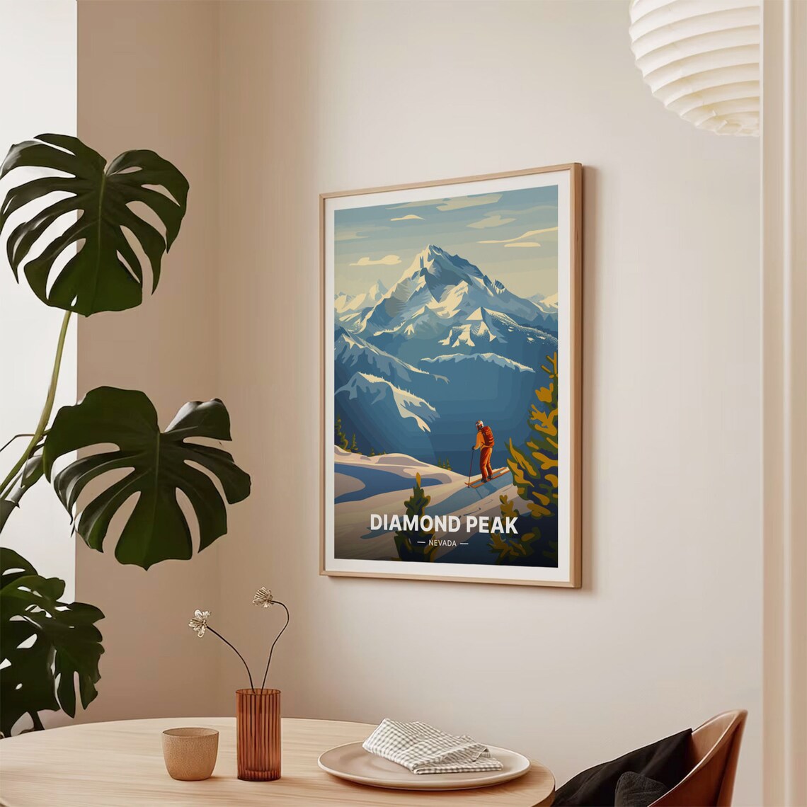 Lake Tahoe Travel Poster, Diamond Peak Retro Art - Image 2