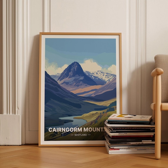 Cairngorm Mountain Travel Poster, Scottish Highlands Decor