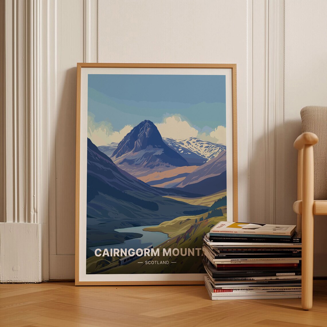 Cairngorm Mountain Travel Poster, Scottish Highlands Decor