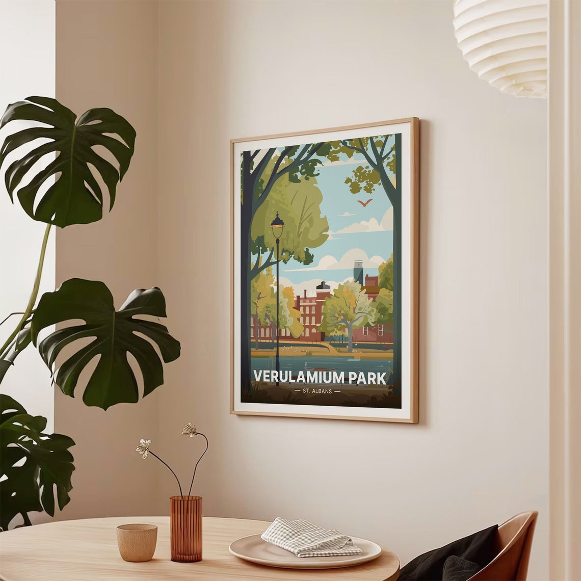 Verulamium Park St Albans Lake Trees England Vintage Travel Poster - Image 2