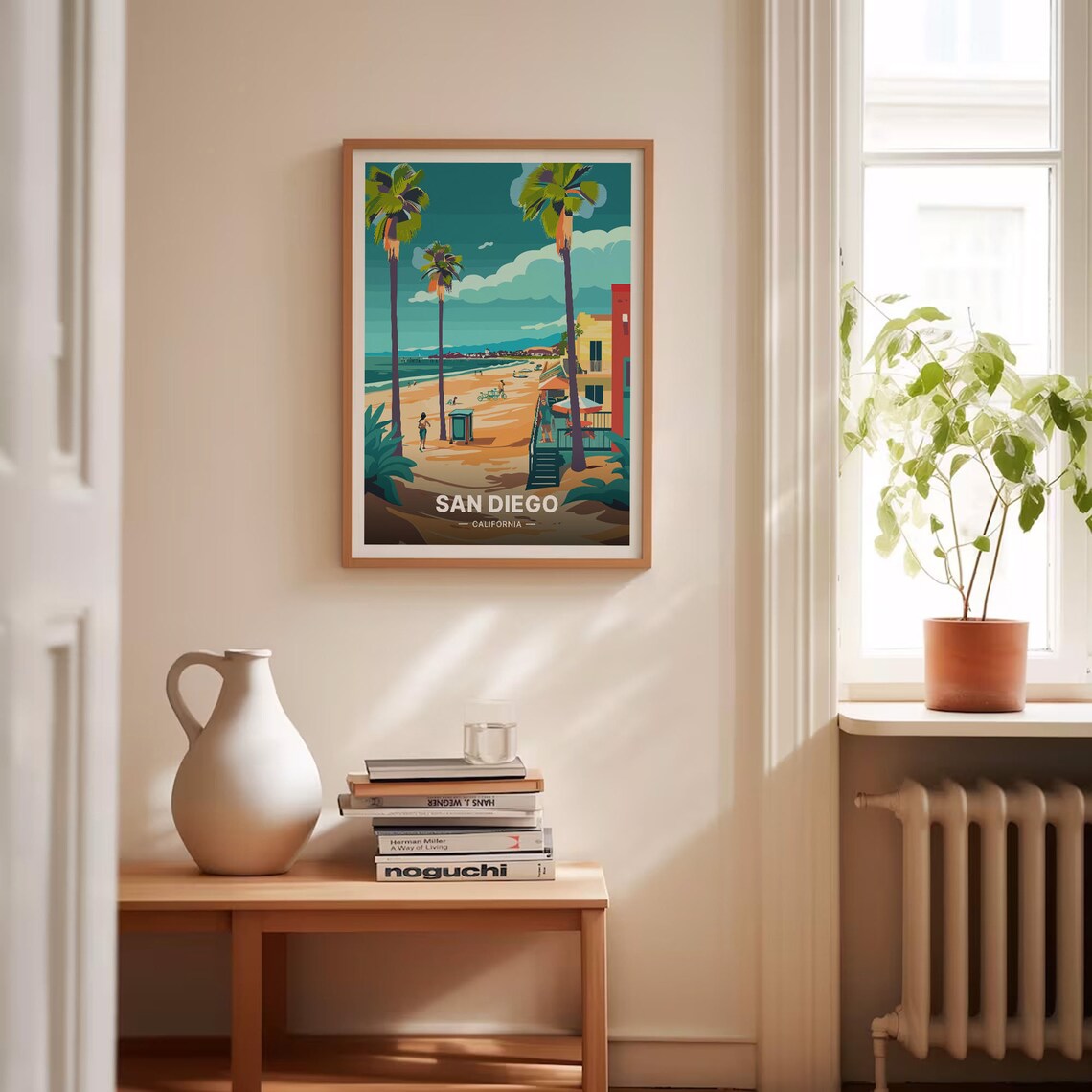 San Diego California Palm Tree Beach Boardwalk Travel Poster - Image 4