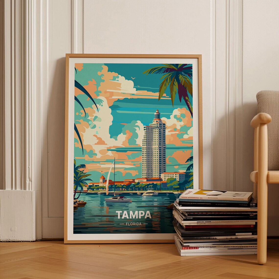Tampa Beach Travel Poster, Florida City Art Print