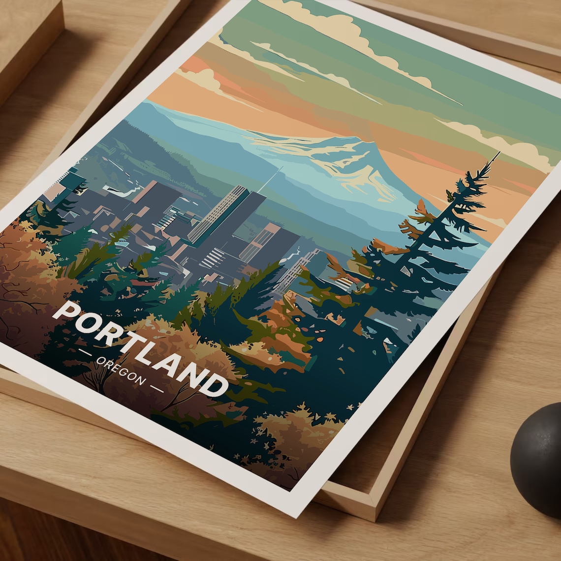 Portland Oregon Skyline Travel Poster, Cityscape - Image 3