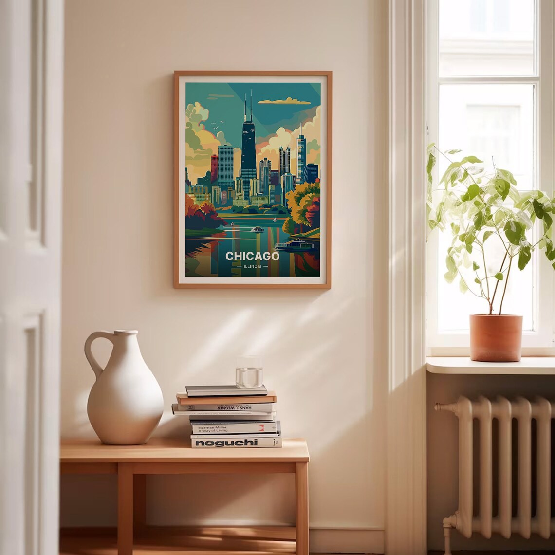 Chicago Skyline Travel Poster, Illinois Cityscape Art Print - Image 4