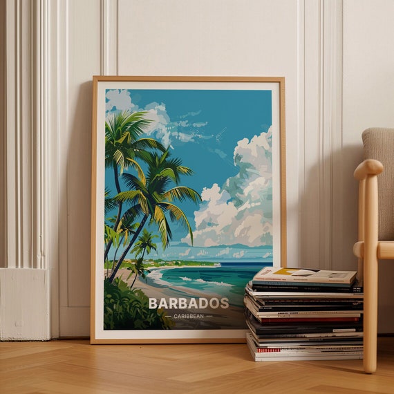 Barbados Travel Poster, Caribbean Adventure Travel Poster