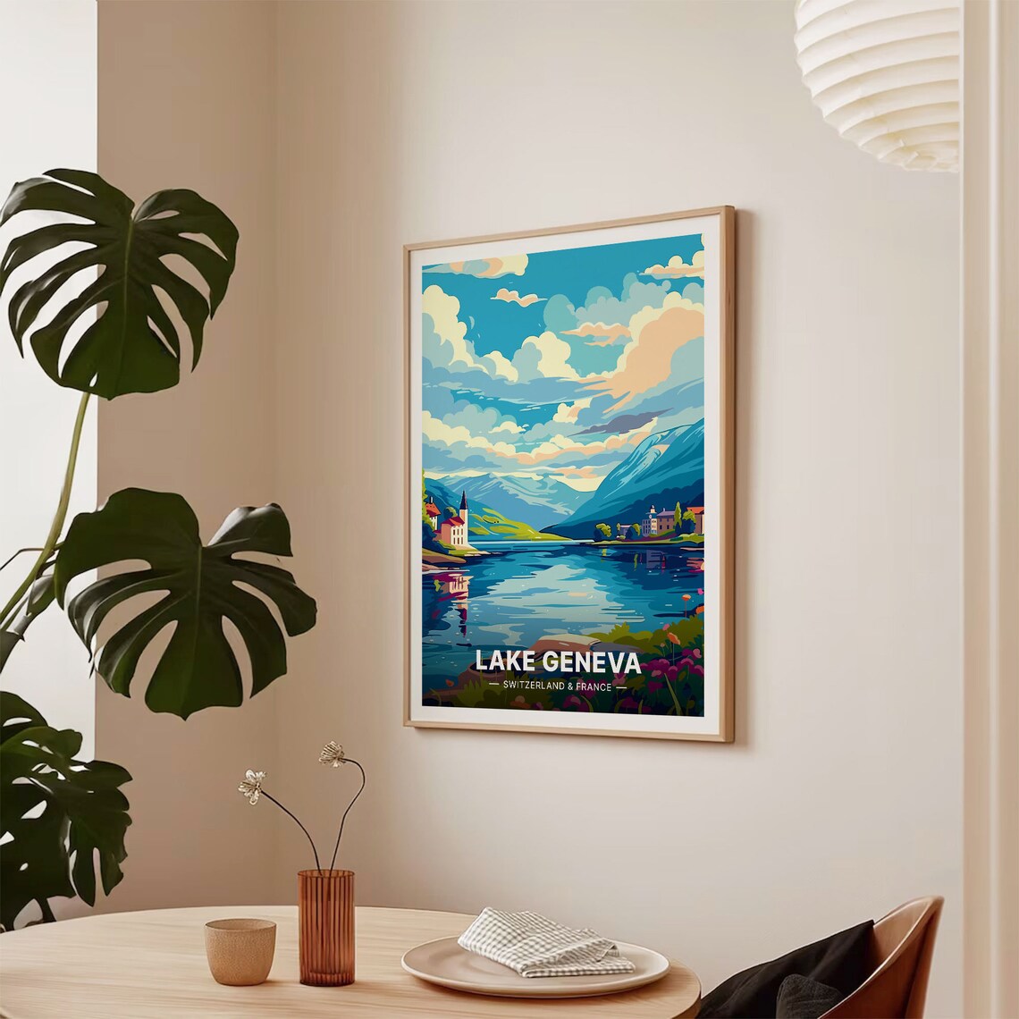 Lake Geneva Switzerland France Alpine Lake Scenic Travel Poster - Image 2