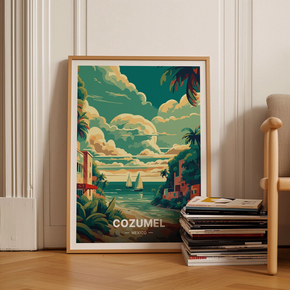Cozumel Travel Poster, Vibrant Destination Art Print