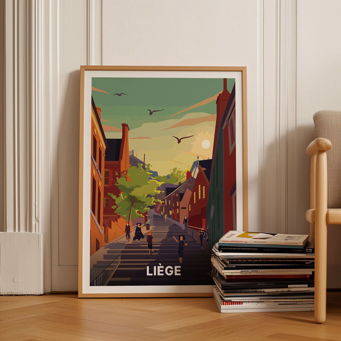 Lige Belgium Travel Poster, European Cityscape