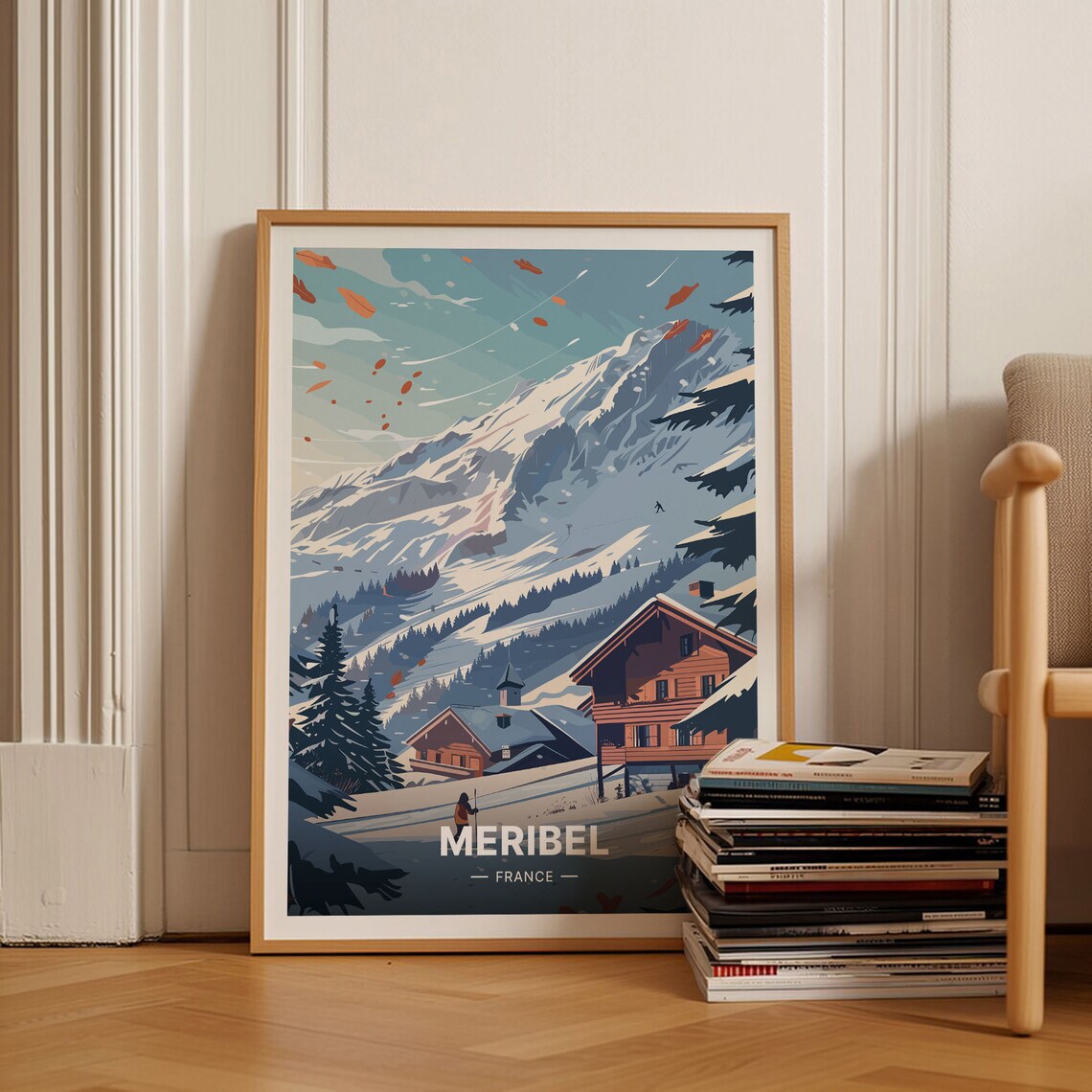 Meribel France Alpine Ski Resort Chalets Winter Snow Art Poster