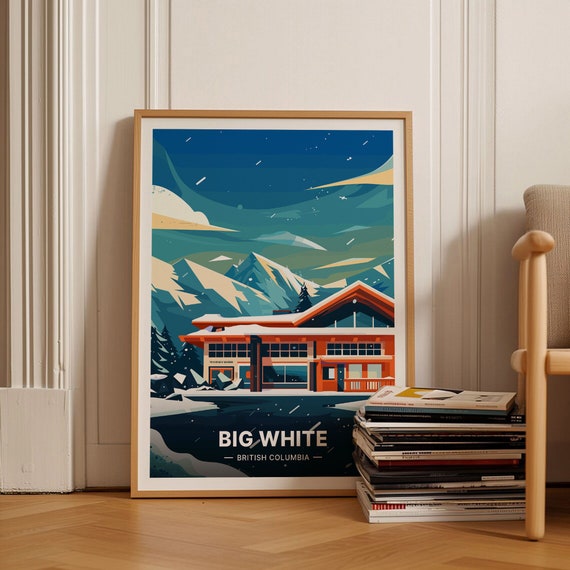 British Columbia Travel Poster Big White Ski Resort Wall Art Ideal Wedding Or Birthday Gift C20 1307