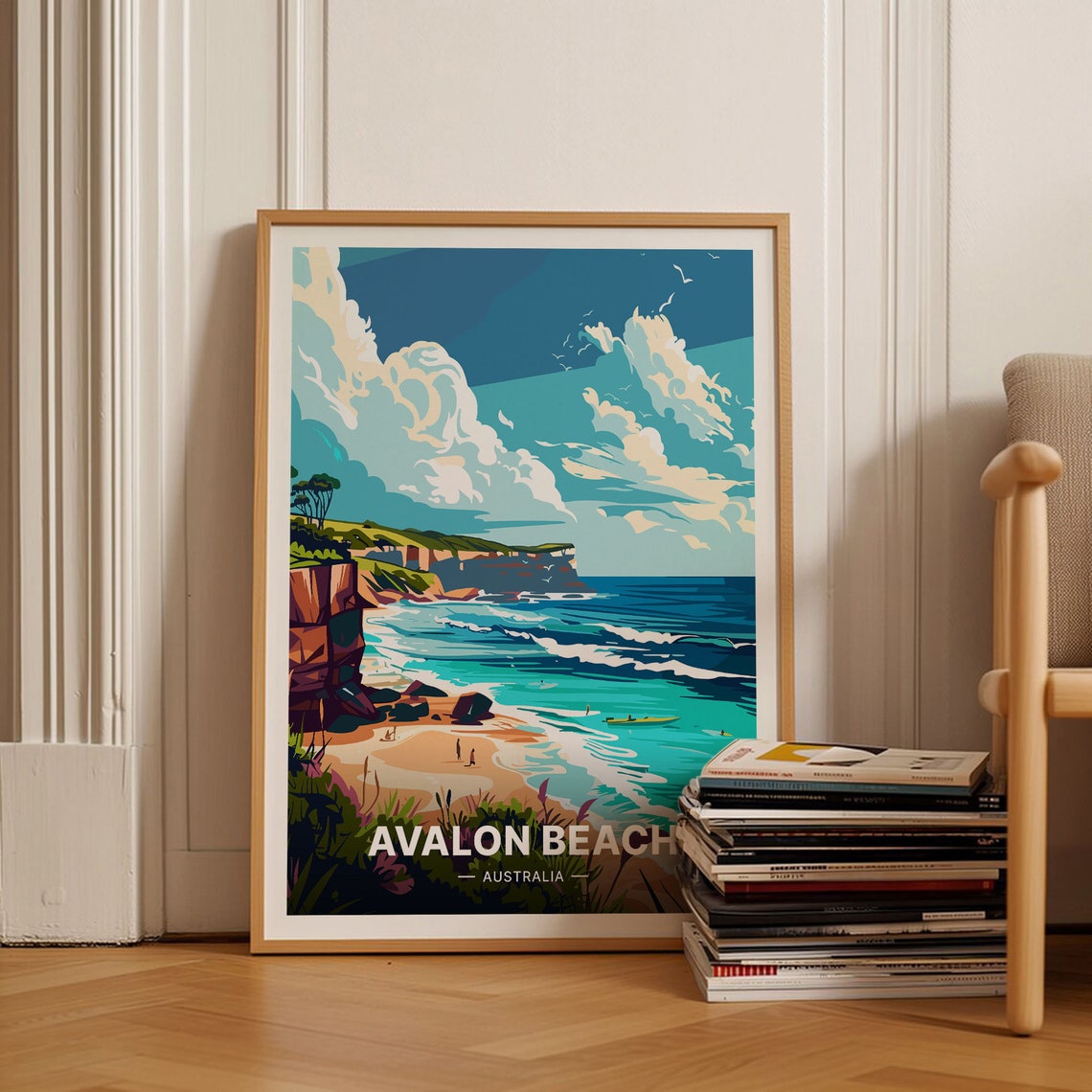 Avalon Beach Australia Surf Break Headland Ocean Wave Poster
