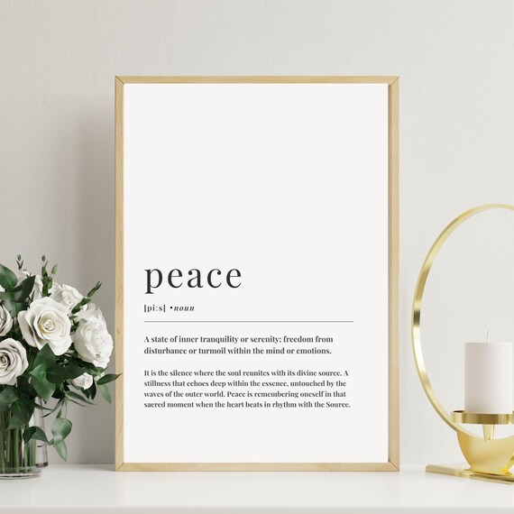 Peace Definition Spiritual Wall Art Minimalist Home Decor