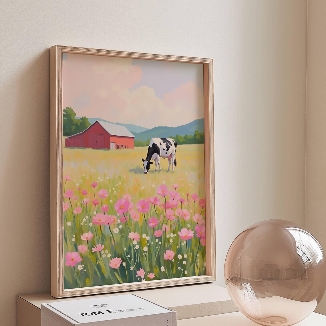 Spring Flower Meadow Cow, Easter Farm Decor