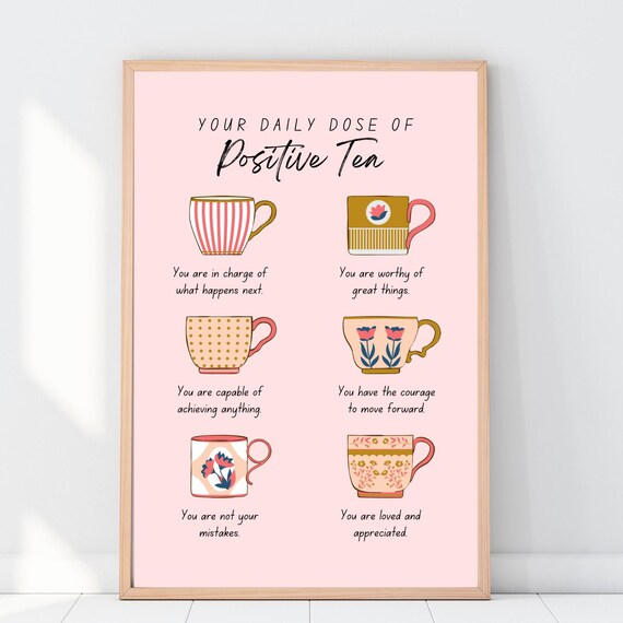Inspirational Teacup Print Positive Affirmations Mental Health Decor Png Files