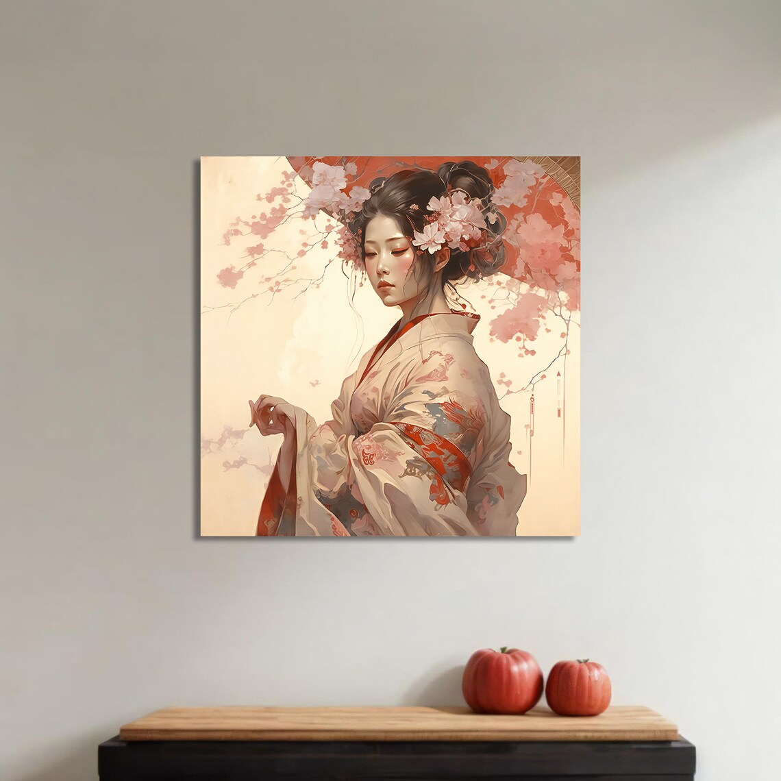 Elegant Geisha Painting, Traditional Japanese Culture - Image 4