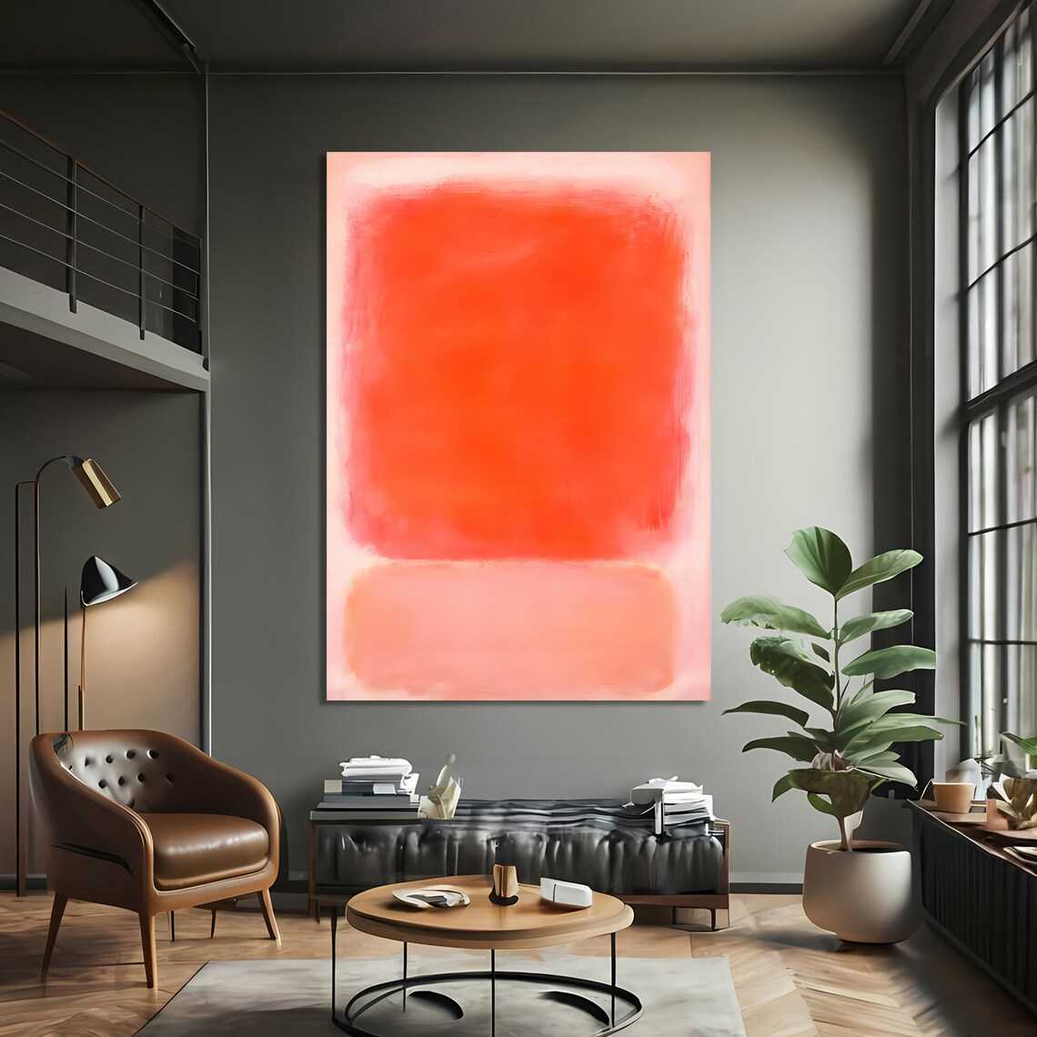 Vibrant Orange and Pink Rothko-Inspired Art Print - Image 3