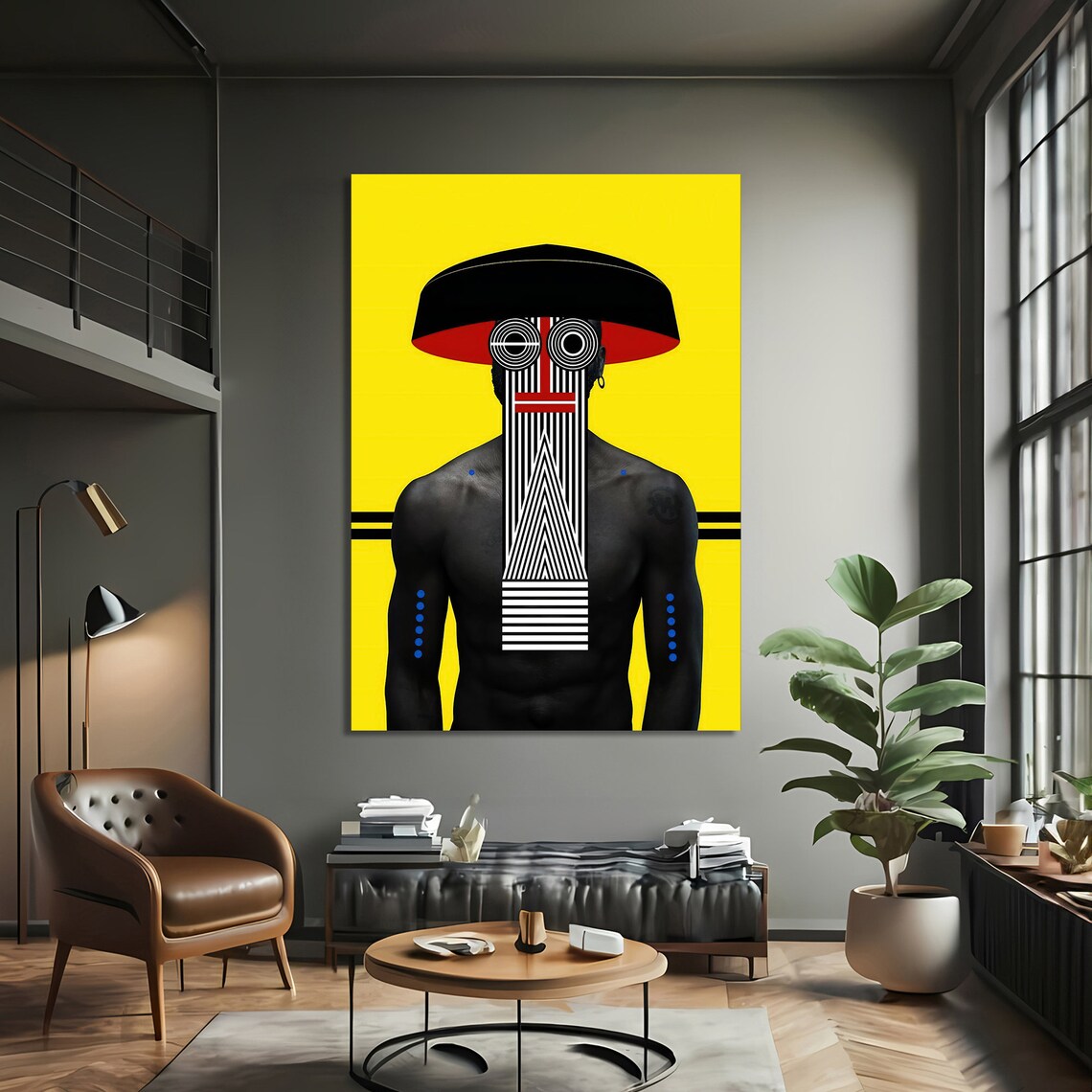 Bold Ethnic Abstract Painting, Tribal Design - Image 3