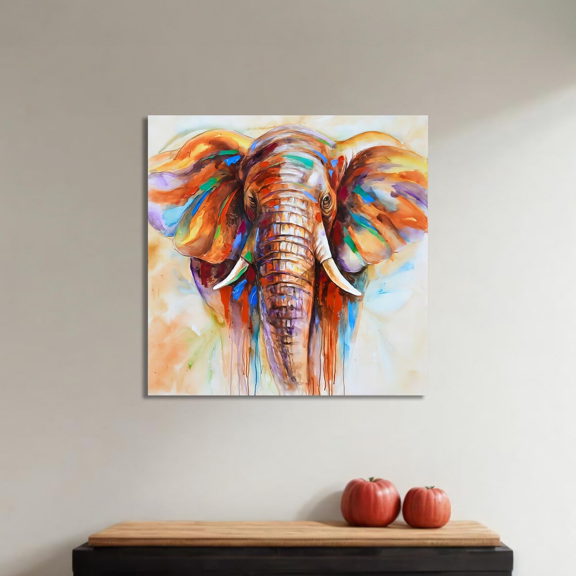 Vibrant Elephant Painting, Modern Home Decor - Image 4