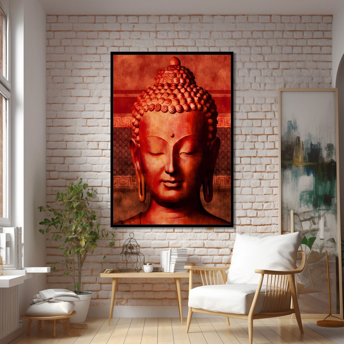 Serene Buddha Art Print, Tranquil Spiritual Painting - Image 2