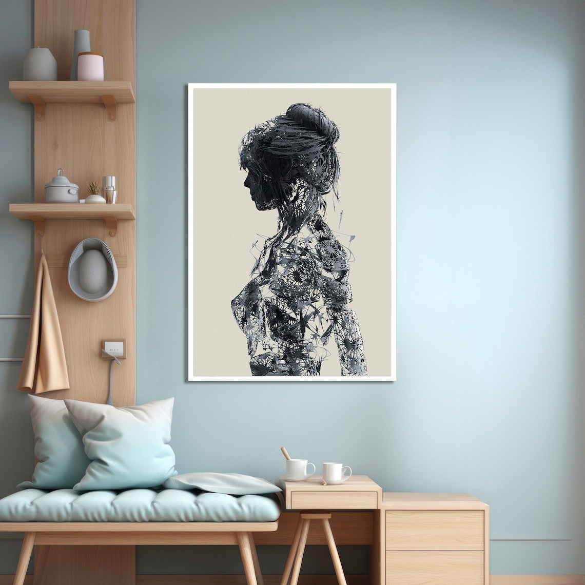 Intricate Silhouette Of A Woman, Modern Abstract Art Print - Image 4