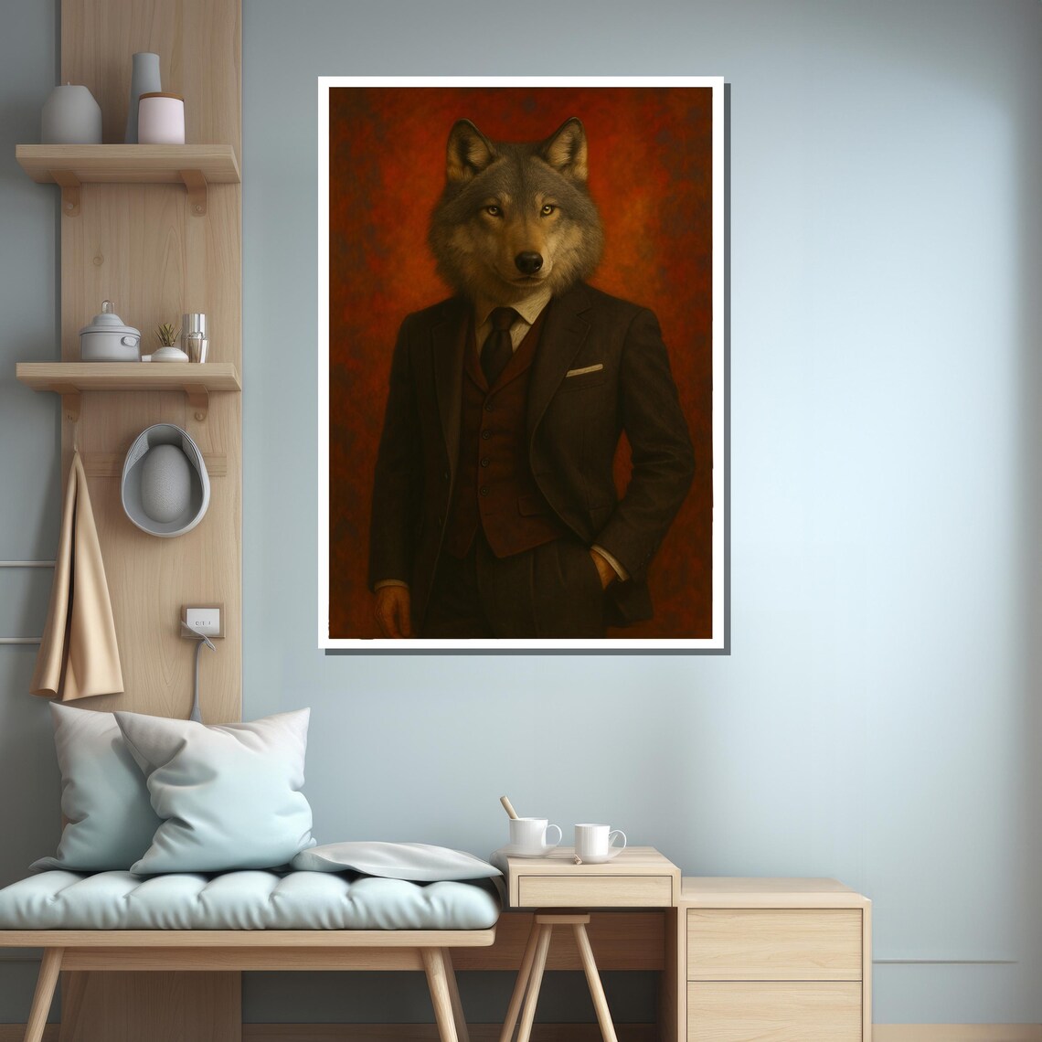 Alpha Wolf In Executive Suit, Office Statement Art Print - Image 3