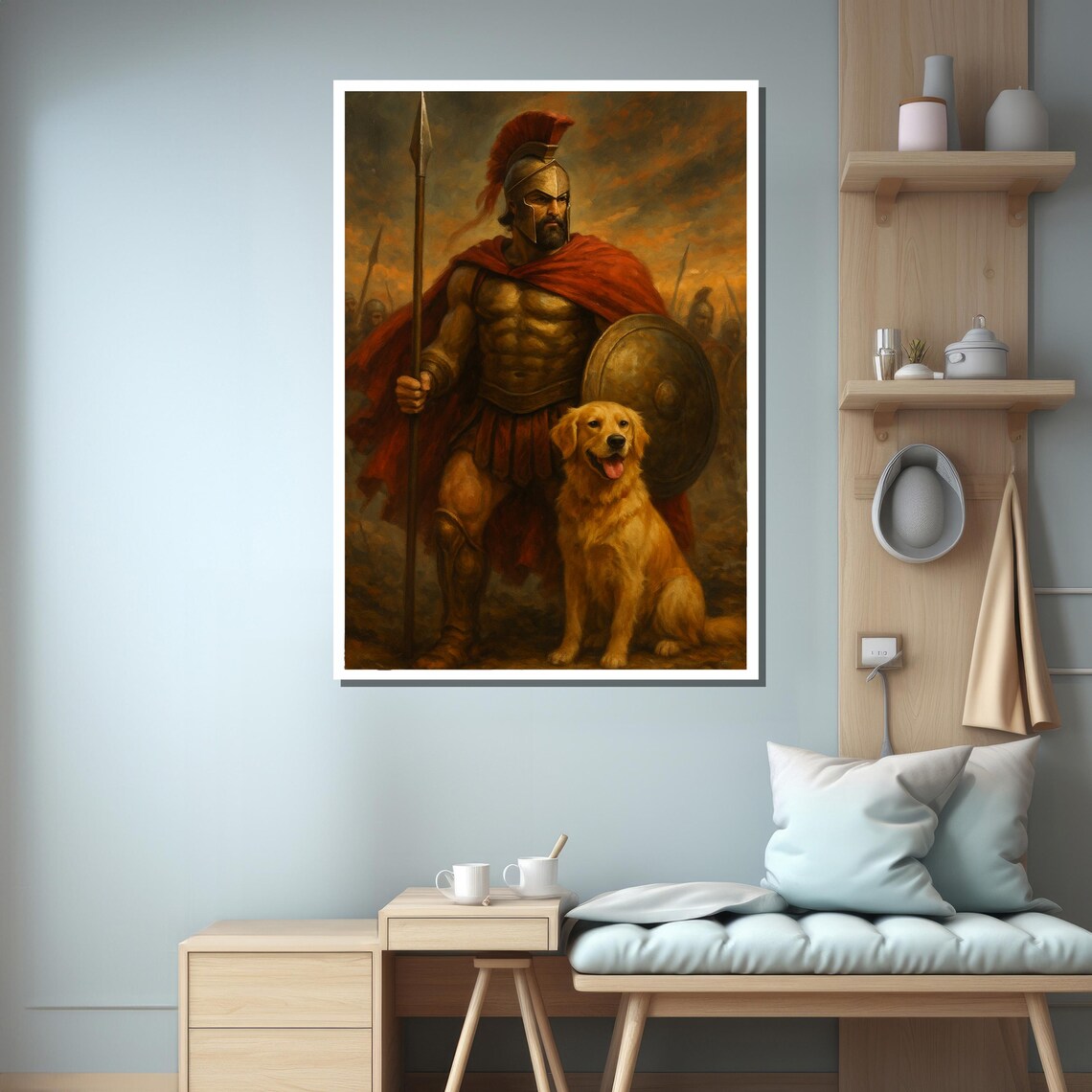 Ancient Warrior With Loyal Dog Wall Art Print - Image 3