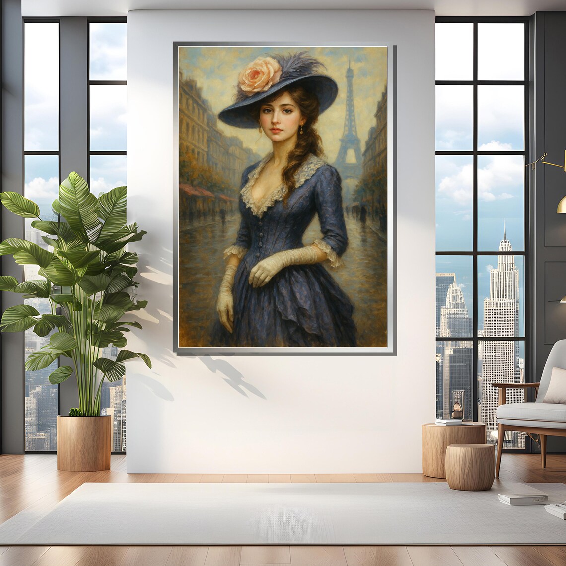 Parisian Lady With Rose Hat Art Print - Image 4