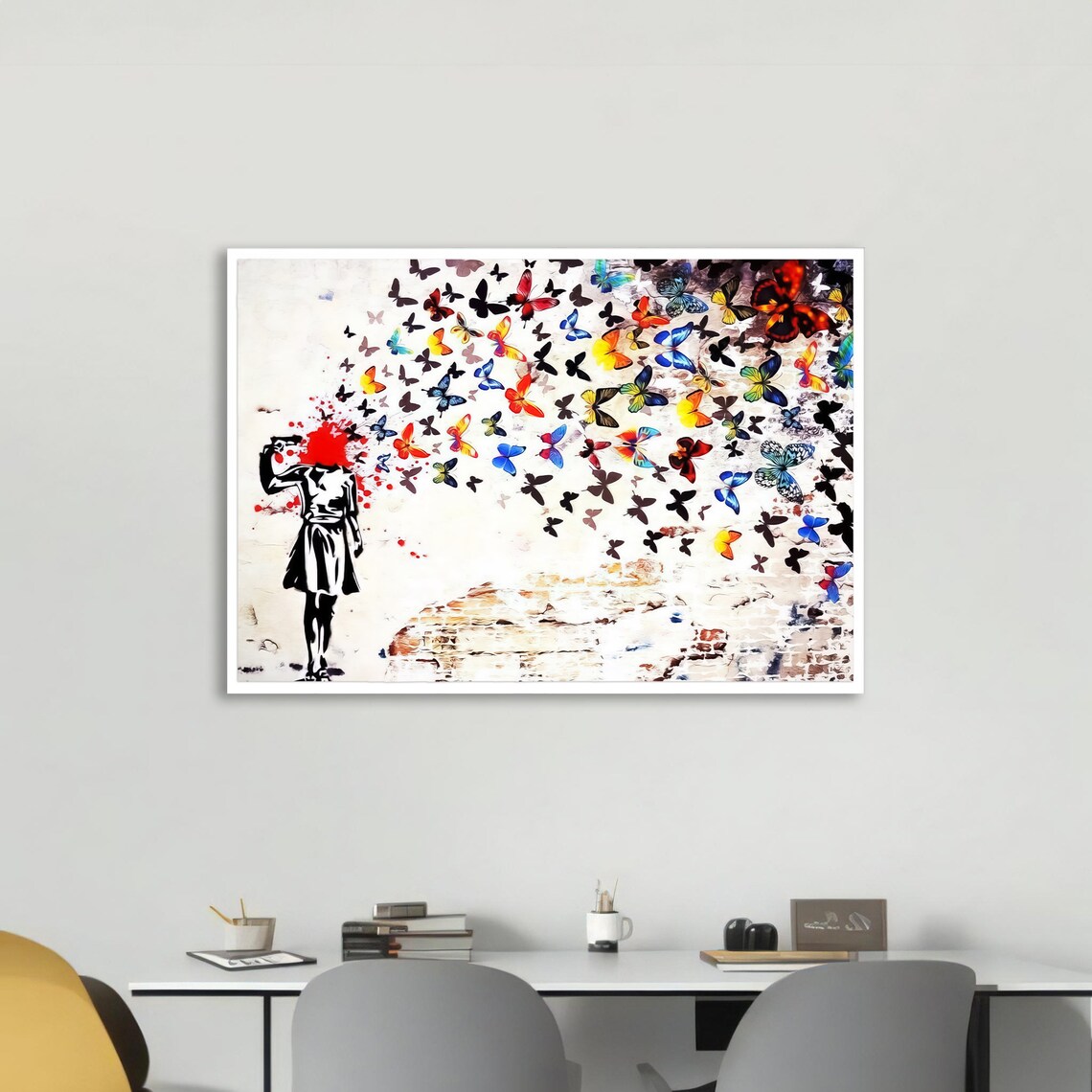Exploding Butterflies Art Print, Vibrant Street Art - Image 4