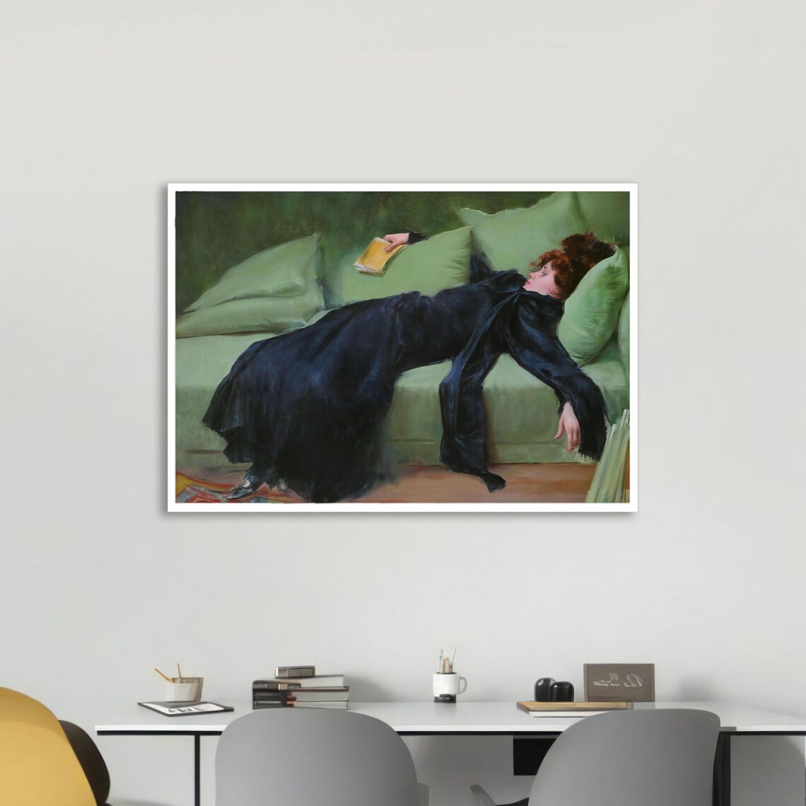 Ramon Casas Decadent Young Woman Black Gown Classic Painting Poster - Image 5