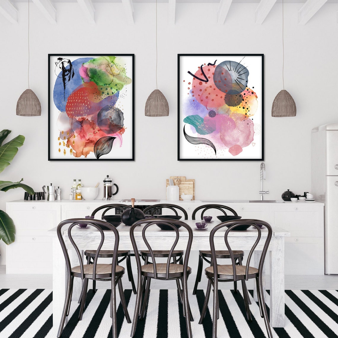 Pastel Abstract Watercolor Circles Soft Modern Nursery Art Poster - Image 4