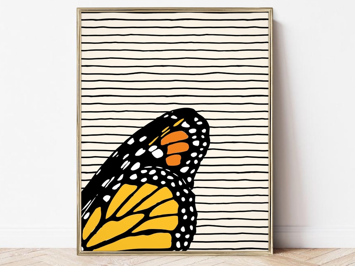 Monarch Butterfly Wing Graphic Bold Stripe Nature Art Poster