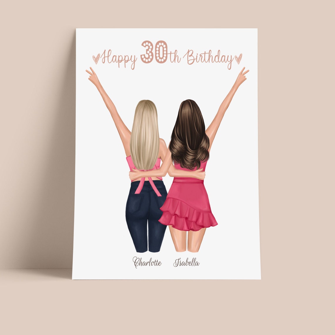 30th Birthday Personalized Print Best Friend Birthday Gift Best Friend Customized Print Happy 30th Birthday Print - Image 2