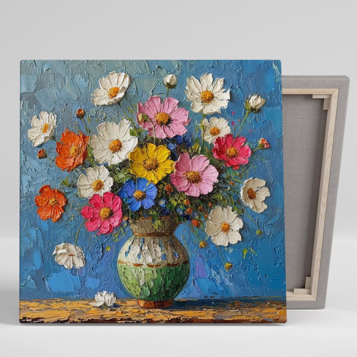 Daisy Floral Impressionism Art Print, Living Room Decor