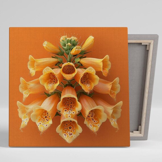 Orange Foxglove Bells Macro Spotted Throats Vibrant Floral Wall Poster