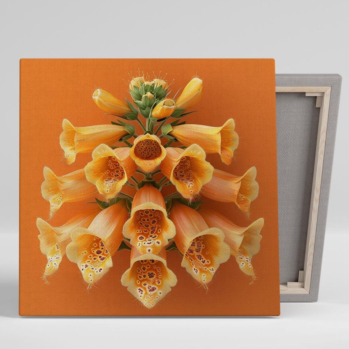 Orange Foxglove Bells Macro Spotted Throats Vibrant Floral Wall Poster