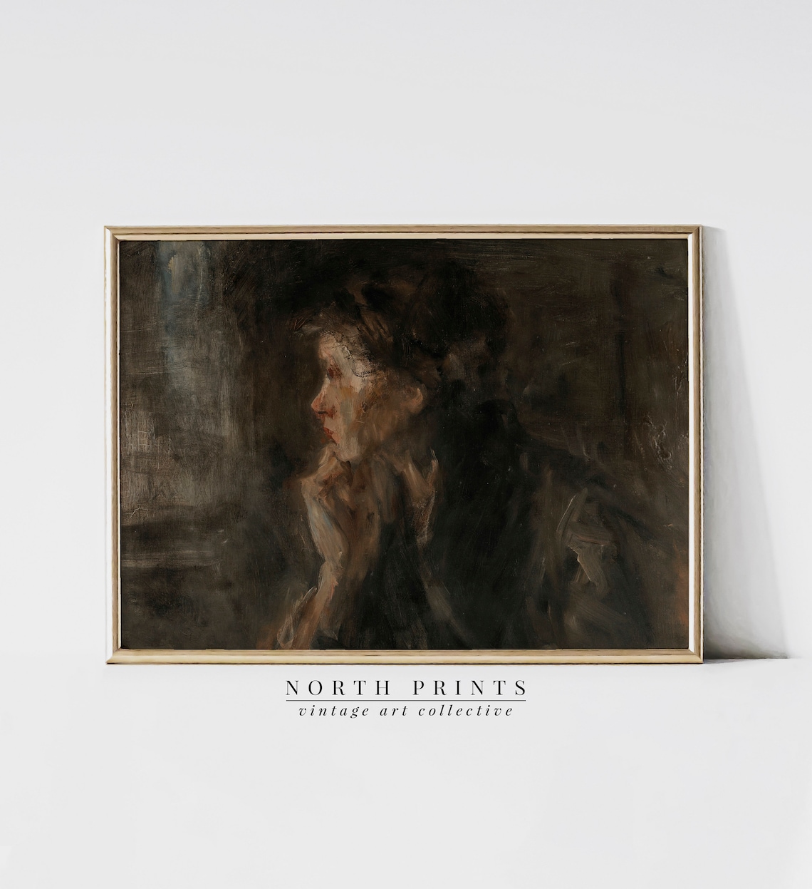 Antique Portrait Painting, Modern Farmhouse Art Print