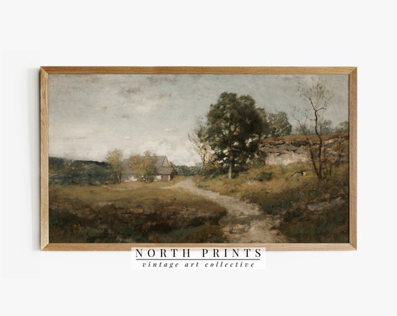 Frame Tv Art Cottage Landscape Painting Country Farmhouse Tv201