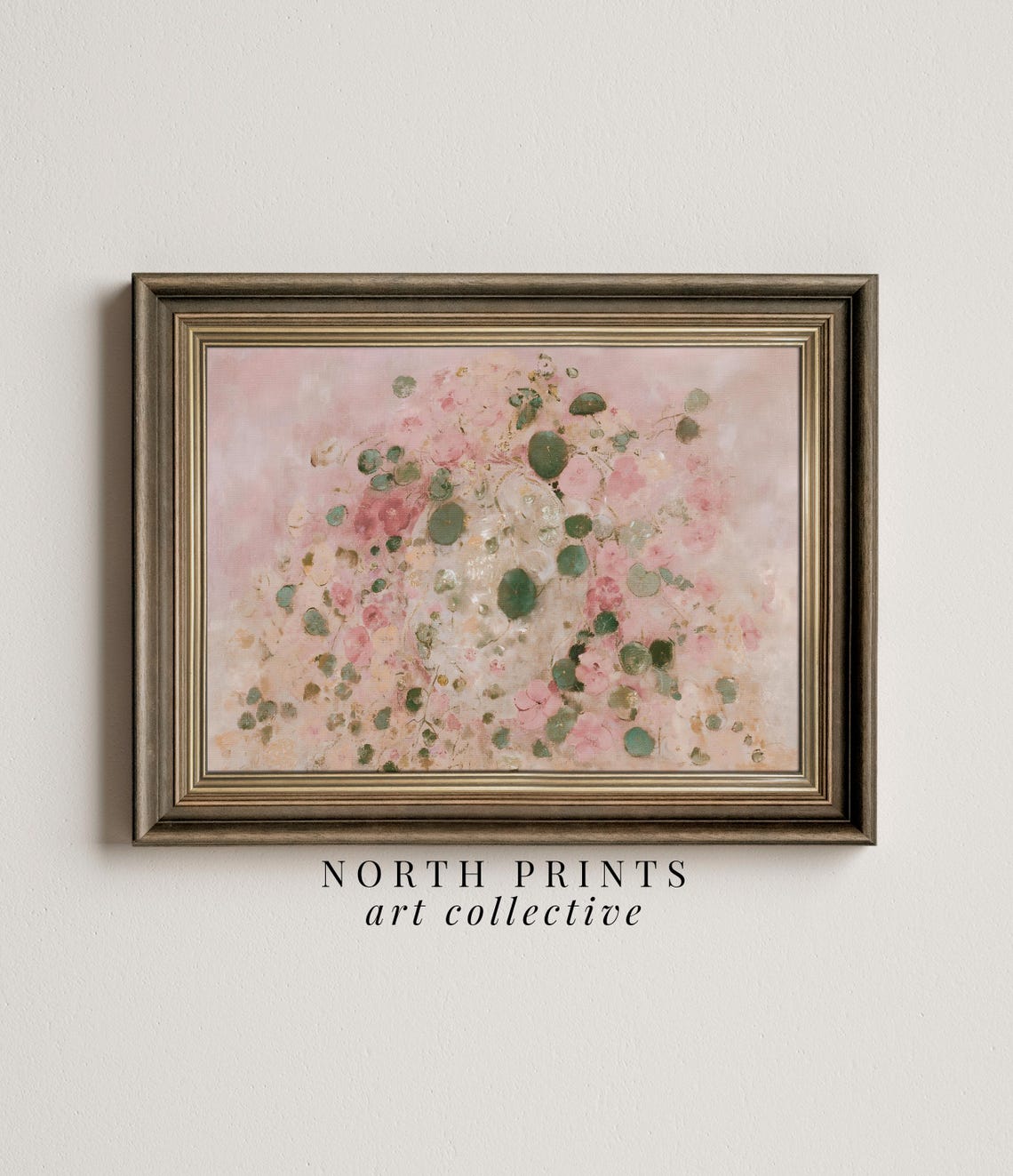 Soft Pink Abstract Botanical Flower Modern Blush Nursery Room Poster