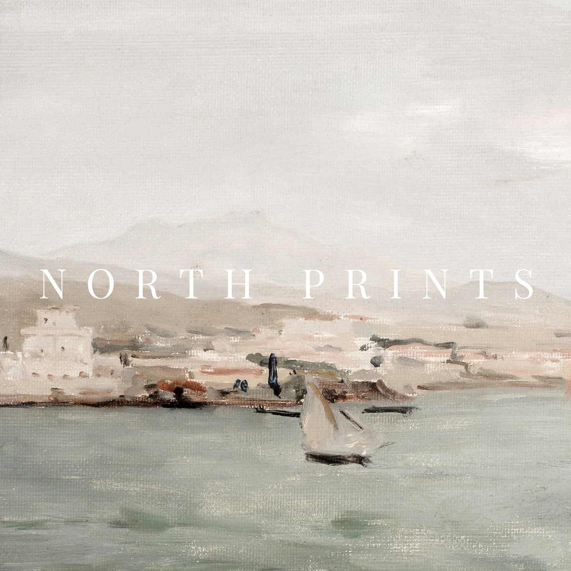 Vintage Mediterranean Coastal Painting Art Print - Image 3