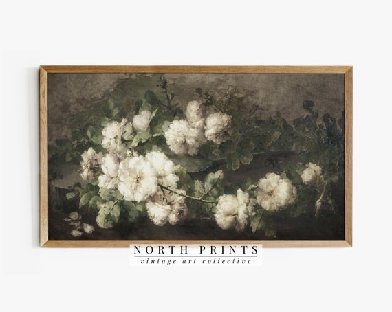 Vintage Flower Still Life Painting, Farmhouse Art Print