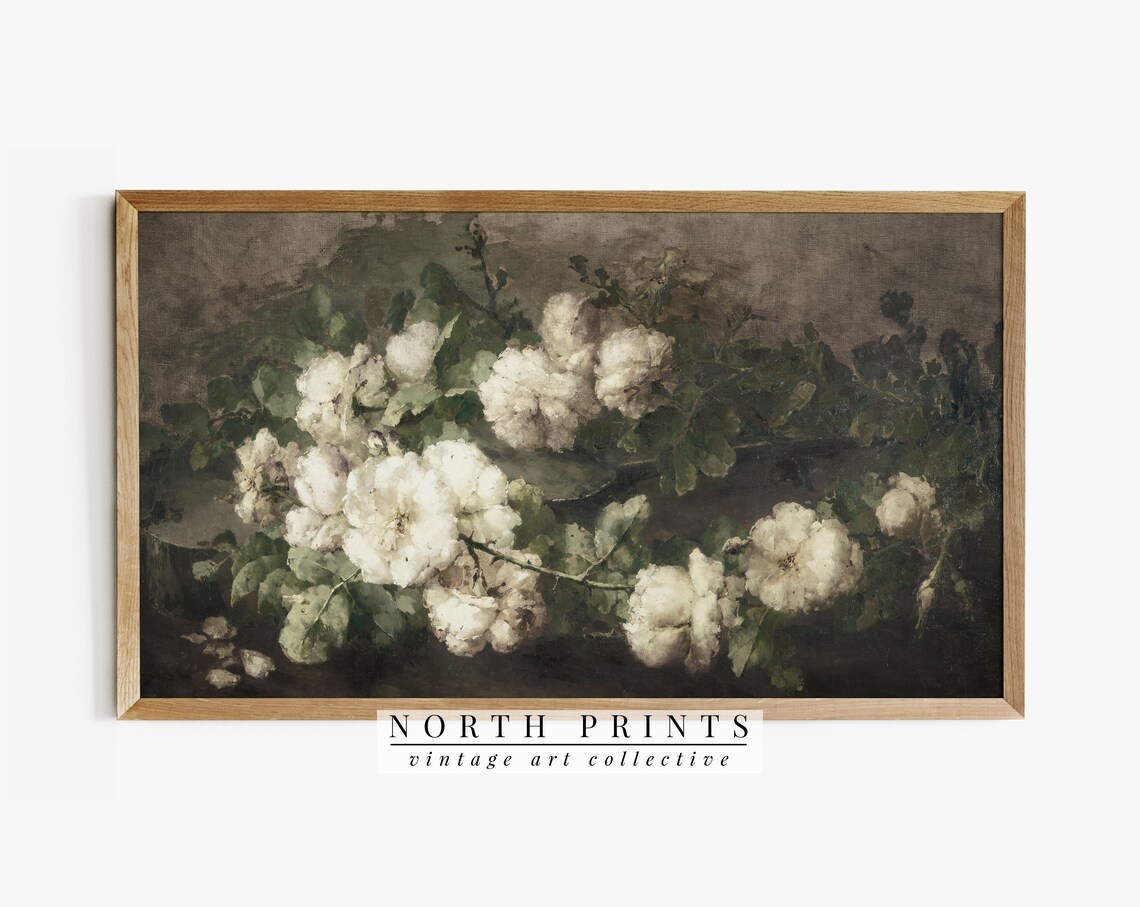 Vintage Flower Still Life Painting, Farmhouse Art Print