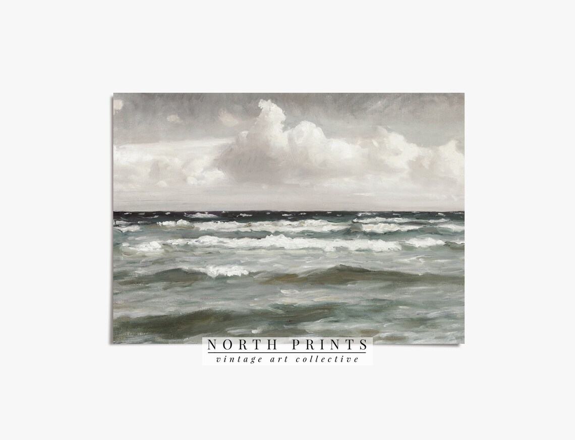 Seascape Coastal Painting, Vintage Ocean Art Print - Image 2