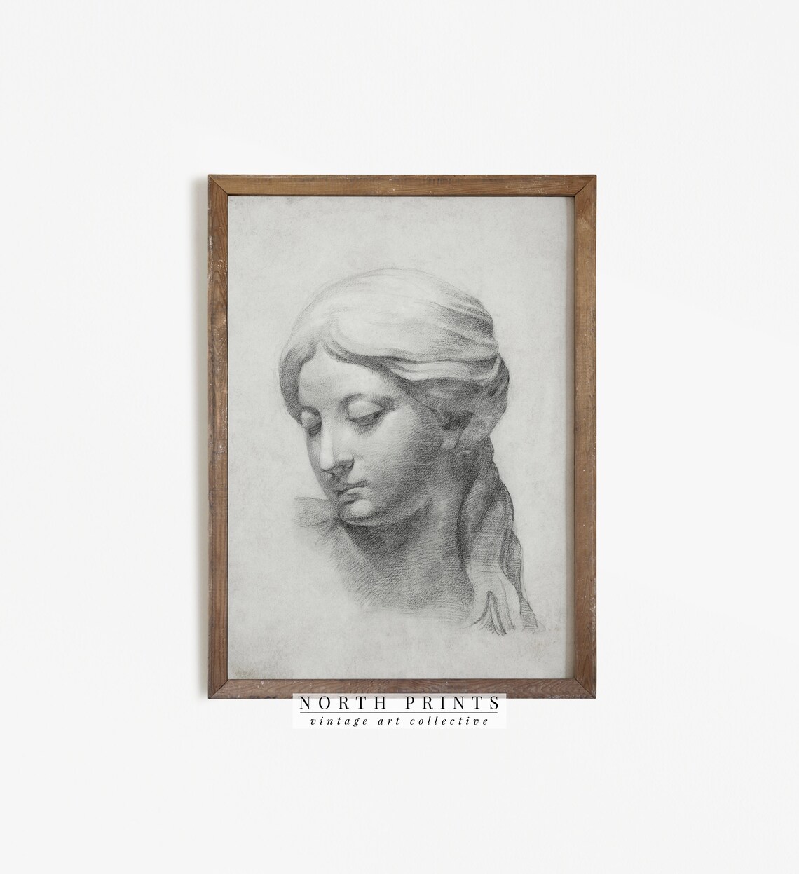 Vintage Female Portrait Study, Woman Sketch Art Print - Image 3