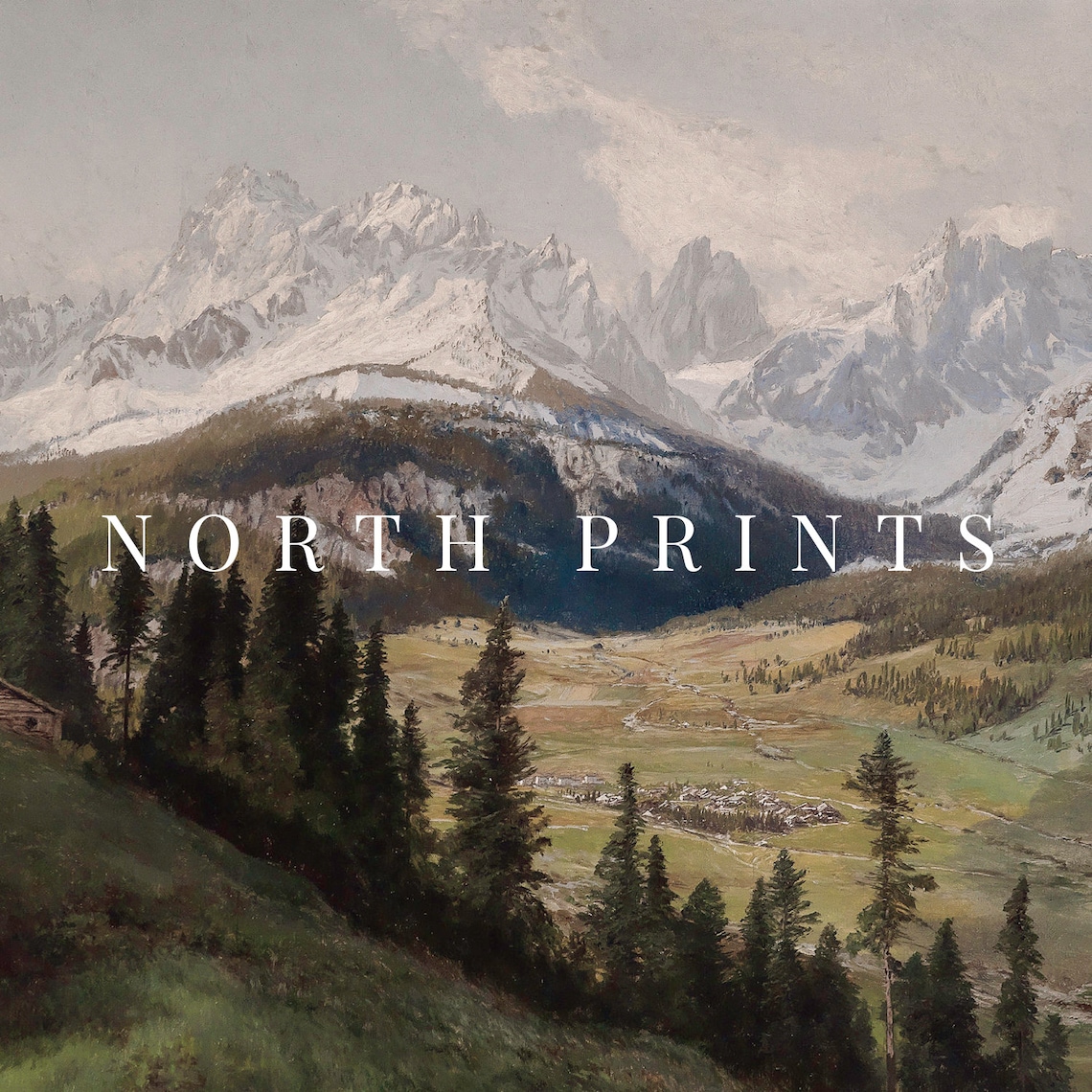 Rustic Mountain Painting Vintage Landscape Art Print - Image 4