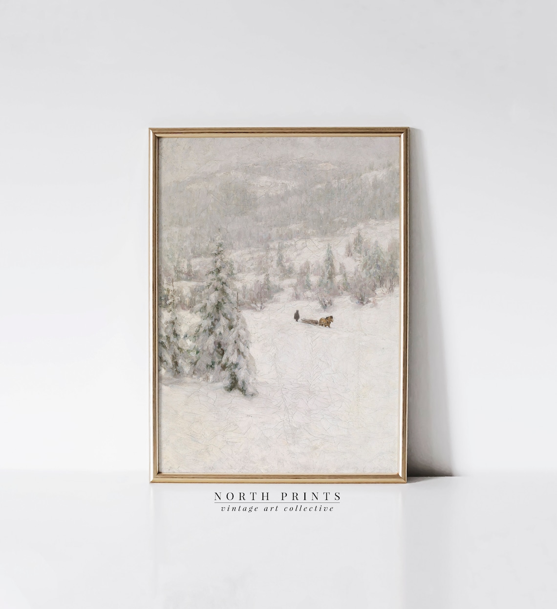 Snowy Winter Landscape Vintage Christmas Art Print