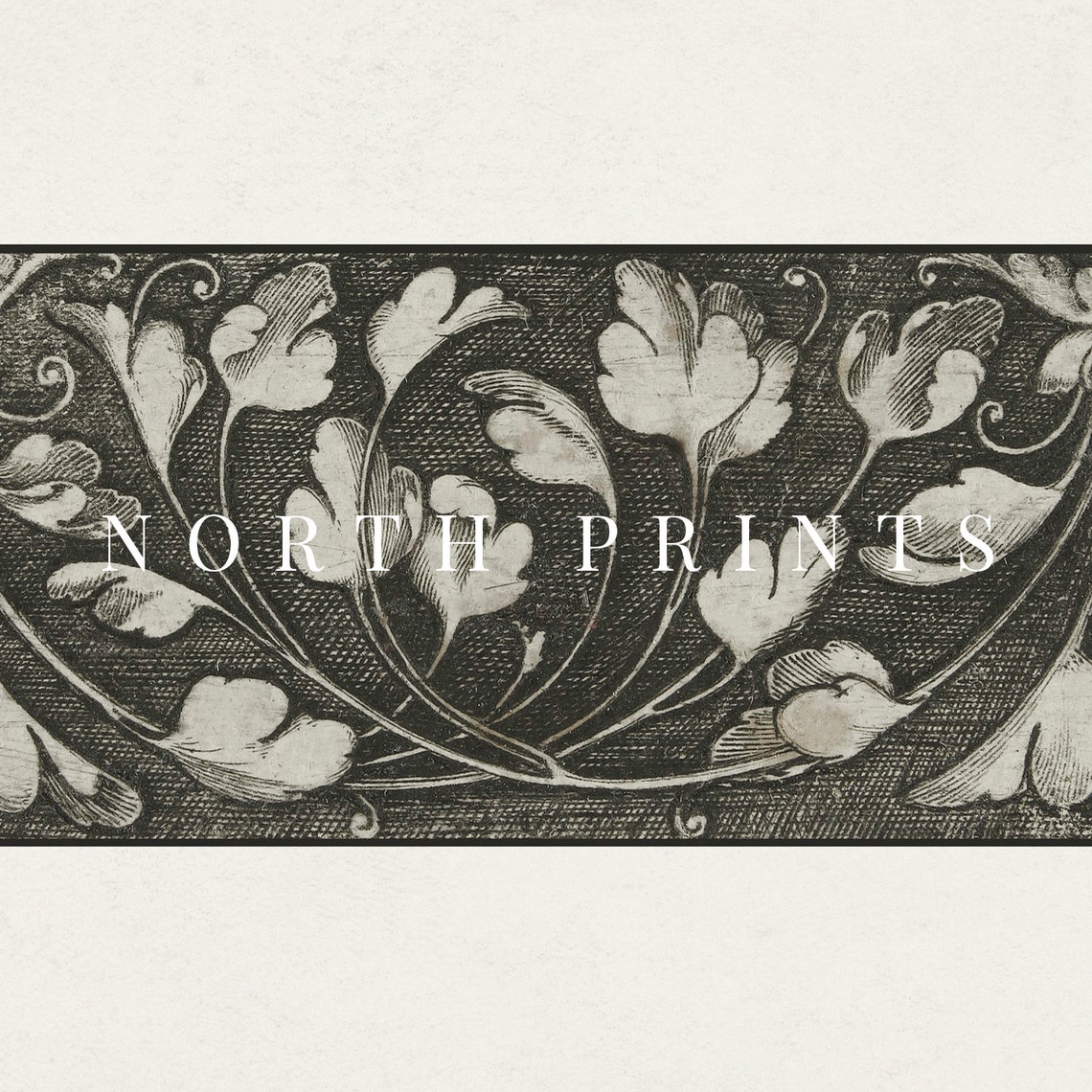 Antique Floral Frieze Engraving Black Ornamental Border Wall Art - Image 3